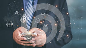 cybersecurity concept, user privacy security and encryption, secure internet access Future technology and cybernetics