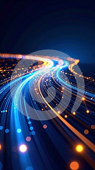 Data Stream Digital Connectivity Network Blue and Orange