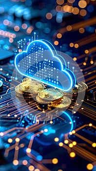 Digital Cloud Computing Data Network Futuristic Technology Cryptocurrency