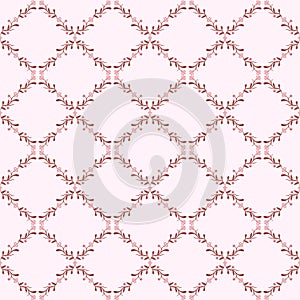 Floral whimsy intertwine pattern pink and white background with flower vines. Farmhouse rustic backdrop and floral net