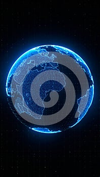 Glowing Blue Digital Earth Globe Map Visualization
