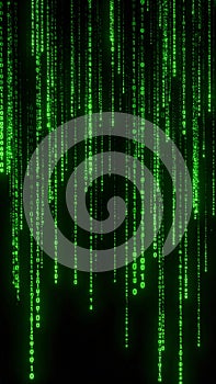 Glowing Green Binary Numbers Data Flow Technology Background