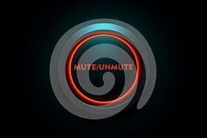 A glowing mute-unmute button icon floating over a dark minimalist background. photo