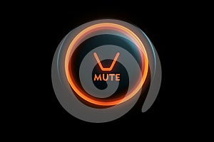 A glowing mute-unmute button icon floating over a dark minimalist background. photo