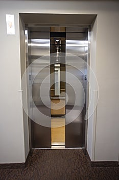 Interior of a Elevator with doors partially opened
