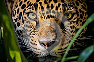 Macro portrait of a jaguar in Guiana photo