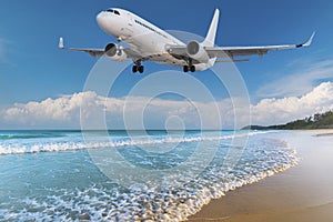 Plane over the beach AI Generated