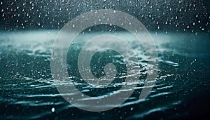 Rain drops falling down on water surface puddles texture backdrop