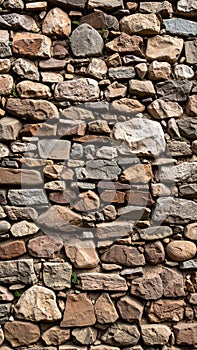 Rustic ancient stone wall texture background with natural rocks and weathered surface close up full frame