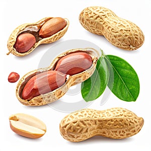 Generated image Tasty and nutritious peanuts isolated on white background