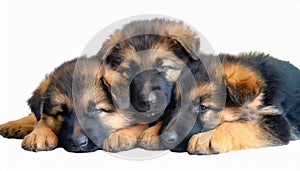 Generated image: Three German Shepherd puppies cuddled together