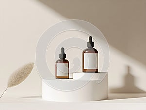 Amber bottles with droppers photo