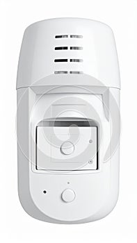 White Security System Motion Sensor Device on White Background