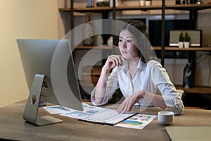 Working late into the night at home