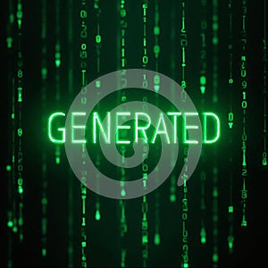 Generated Text with Green Matrix Code Background
