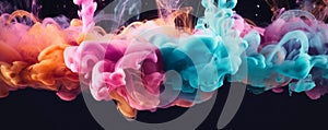 Abstract soft colorful ink splash in water background . Generative AI