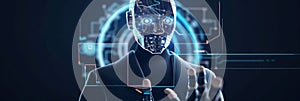 Chatbot Chat with Artificial Intelligence. man using technology smart robot, ai by entering command prompt generates intelligent