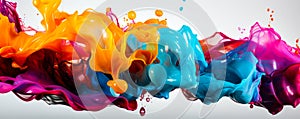 Colorful Paint Drops in Curved Wave Pattern Abstract Liquid Motion