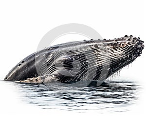 photo of humpback whale isolated on white background. Generative AI