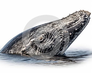 photo of humpback whale isolated on white background. Generative AI