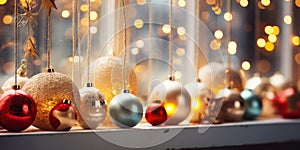 Seasonal Radiance New Years Festive Window Glow with Candles and Garland