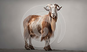 studio photo shot of Oberhasli goat on light background. Generative AI