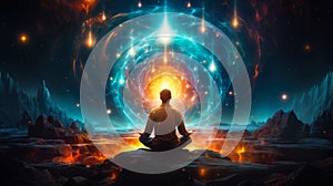 Universe cosmos. Meditation background chakras prana the mind of God and spirituality photo