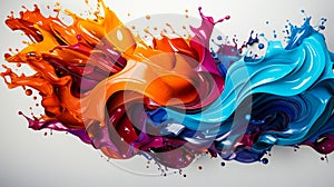 Vibrant Curved Wave and Paint Drops Liquid Motion Explosion