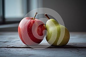 Generated using AI_Minimal Composition of Green Pear and Red Apple
