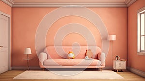 Generating AI illustration of a pastel pink cushion sofa