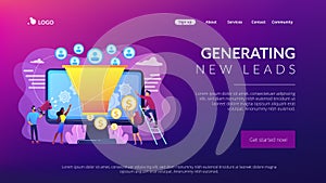 Generating new leads concept landing page photo