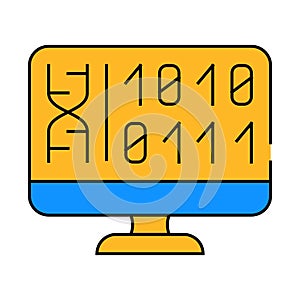 generating protein cell using computer code icon color illustration