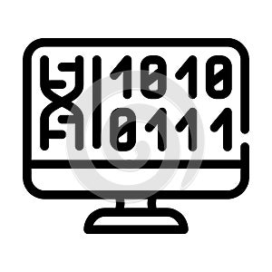 Generating protein cell using computer code line icon vector illustration