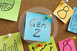 Generation or gen Z on the sticker and marketing data.