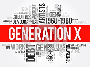 Generation X Word Cloud Concept collage background