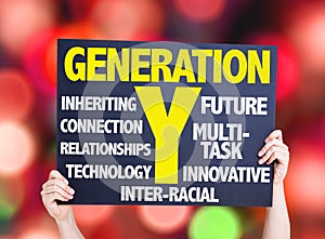 Generation Y card with bokeh background