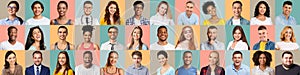 Generation Z. Portraits of diverse smiling multi ethnic men and women