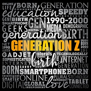 Generation Z Word Cloud collage