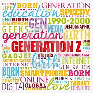 Generation Z Word Cloud collage, concept background