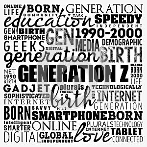 Generation Z Word Cloud collage, concept background