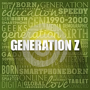 Generation Z Word Cloud collage, concept background