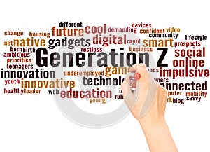 Generation Z word cloud hand writing concept