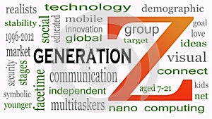 Generation Z in word collage. Marketing and targeting concept