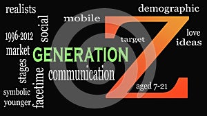 Generation Z in word collage. Marketing and targeting concept