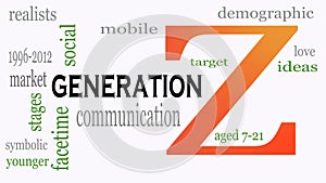 Generation Z in word collage. Marketing and targeting concept