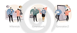 Generational change abstract concept vector illustrations.