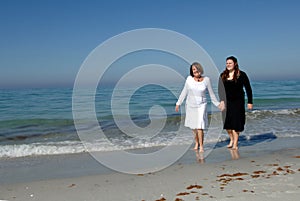 Generations of women at beach