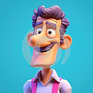 Generative AI, 3D plastic icon avatar cartoon character with beard or mustach