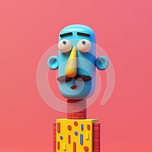 Generative AI, 3D plastic icon avatar cartoon character with beard or mustach