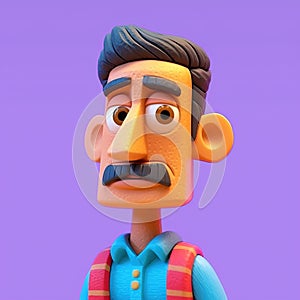 Generative AI, 3D plastic icon avatar cartoon character with beard or mustach